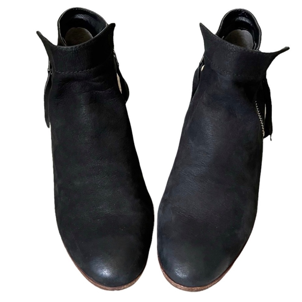 SAM EDELMAN PACKER Black Nubuck Burnished Leather Ankle Boots Booties Bl… - Picture 9 of 16